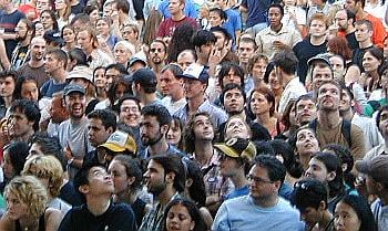 The crowd watching the Flaming Lips.