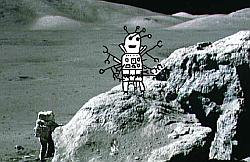 Googlebot Conquers the Moon! Illustration by Rebecca Dravos.