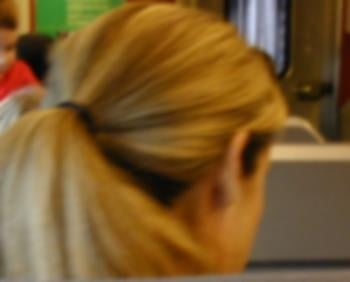 A woman with blond hair.