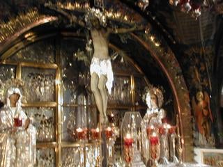 Greek Orthodox art above Golgotha.