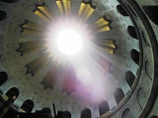 The dome of the Church, rebuilt and repainted only after many years of fighting amongst the faiths.