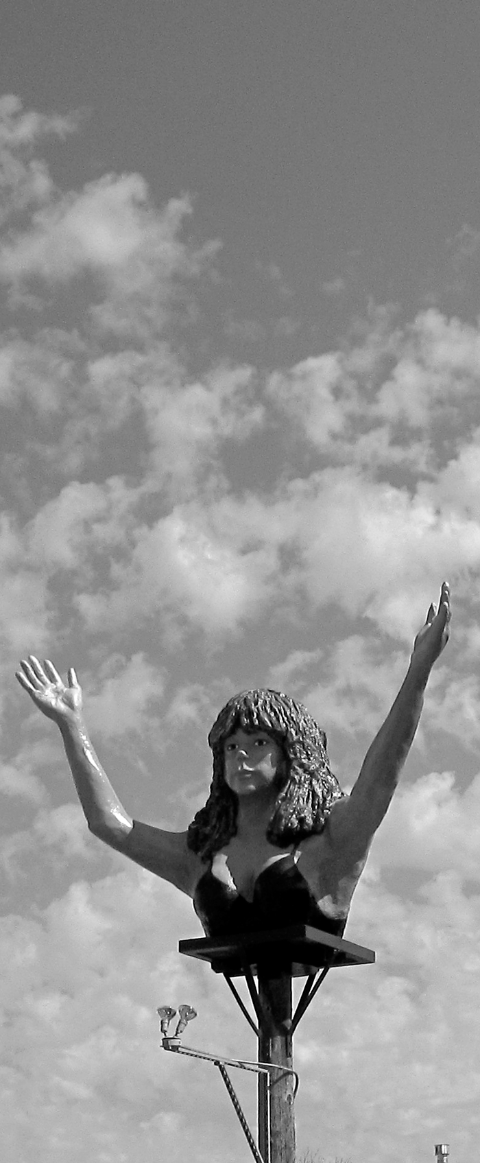 A statue at a Mexican rest. in Austin, TX. Good good good queso.