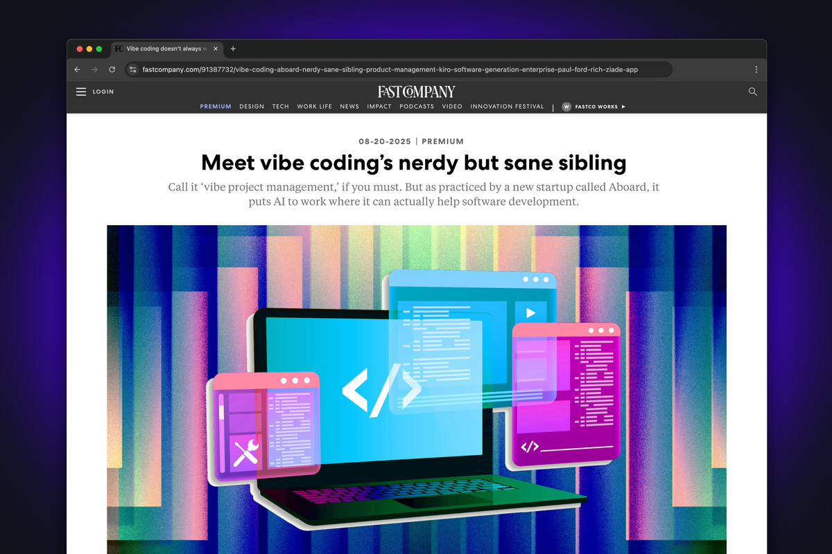 Screenshot of the Fast Company article on Aboard.