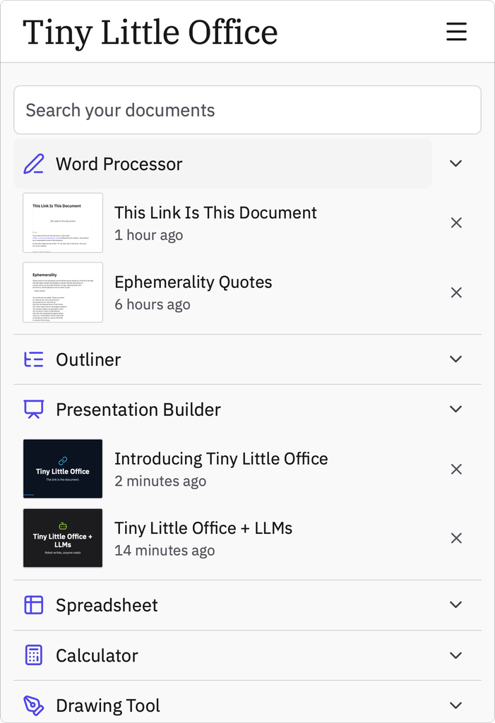 Screenshot of LittleTinyOffice.com
