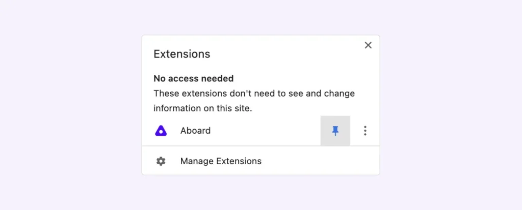 Screenshot of the pinning feature on Chrome extensions