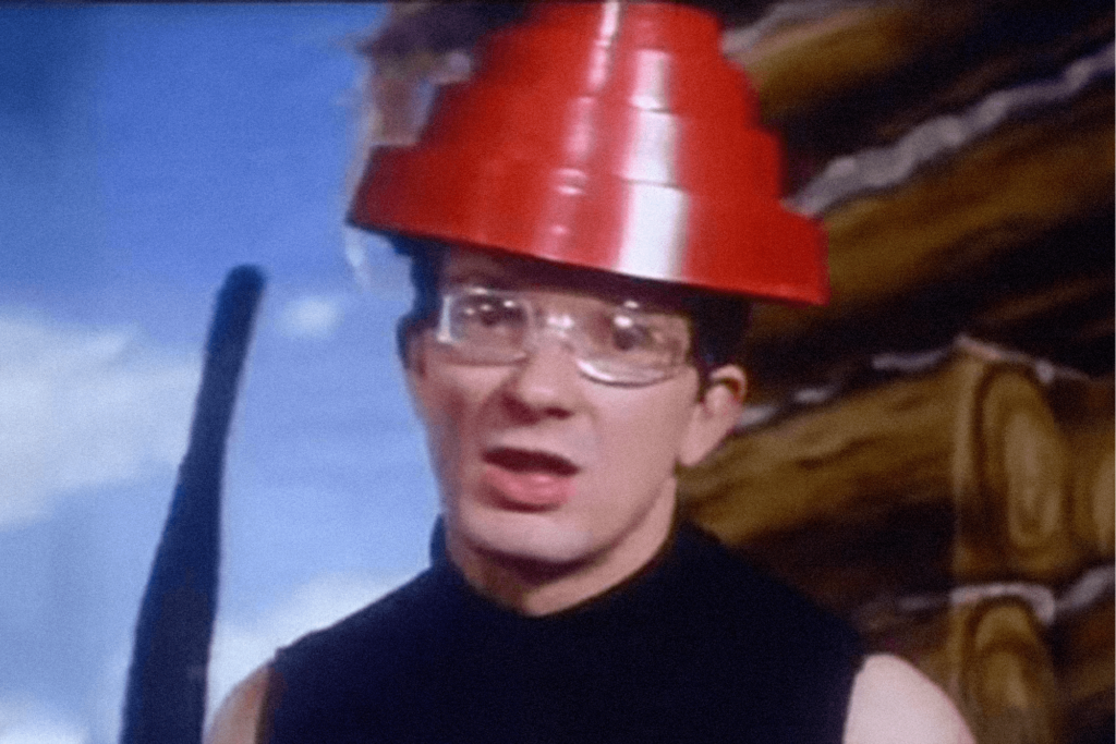 Mark Mothersbaugh from Devo in the Whip It video.