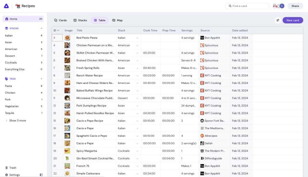 Image of the new Aboard featuring a table with many rows