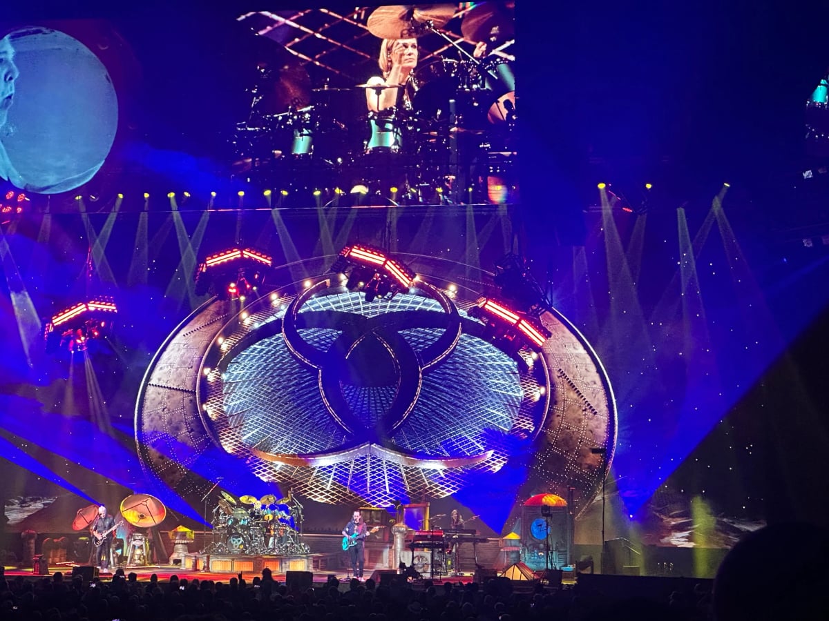 A completely ridiculous stage with Rush on it and the huge Rush logo and the drummer Anika projected on top.